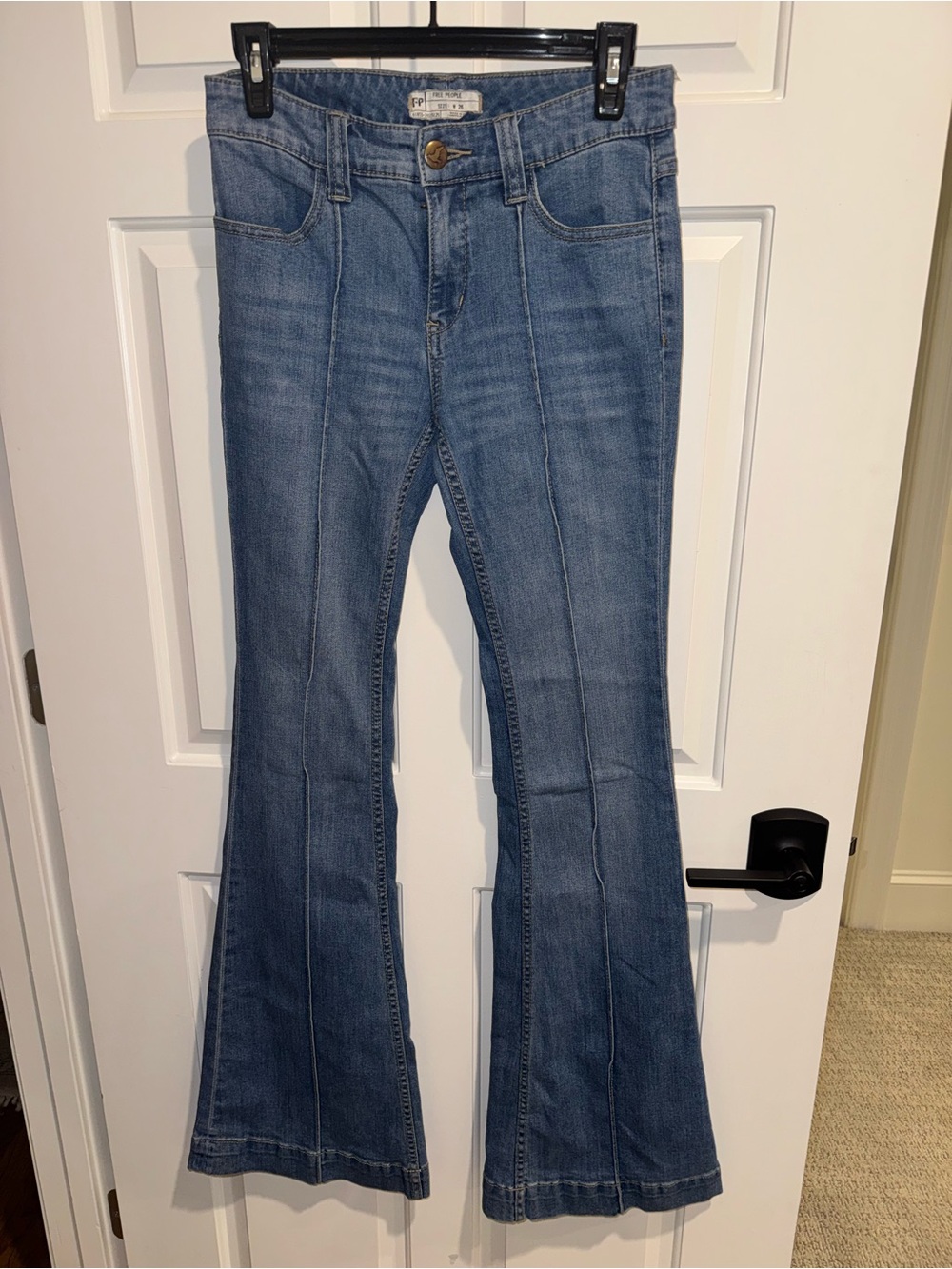 Free People Medium Blue High-Rise Flare Jeans